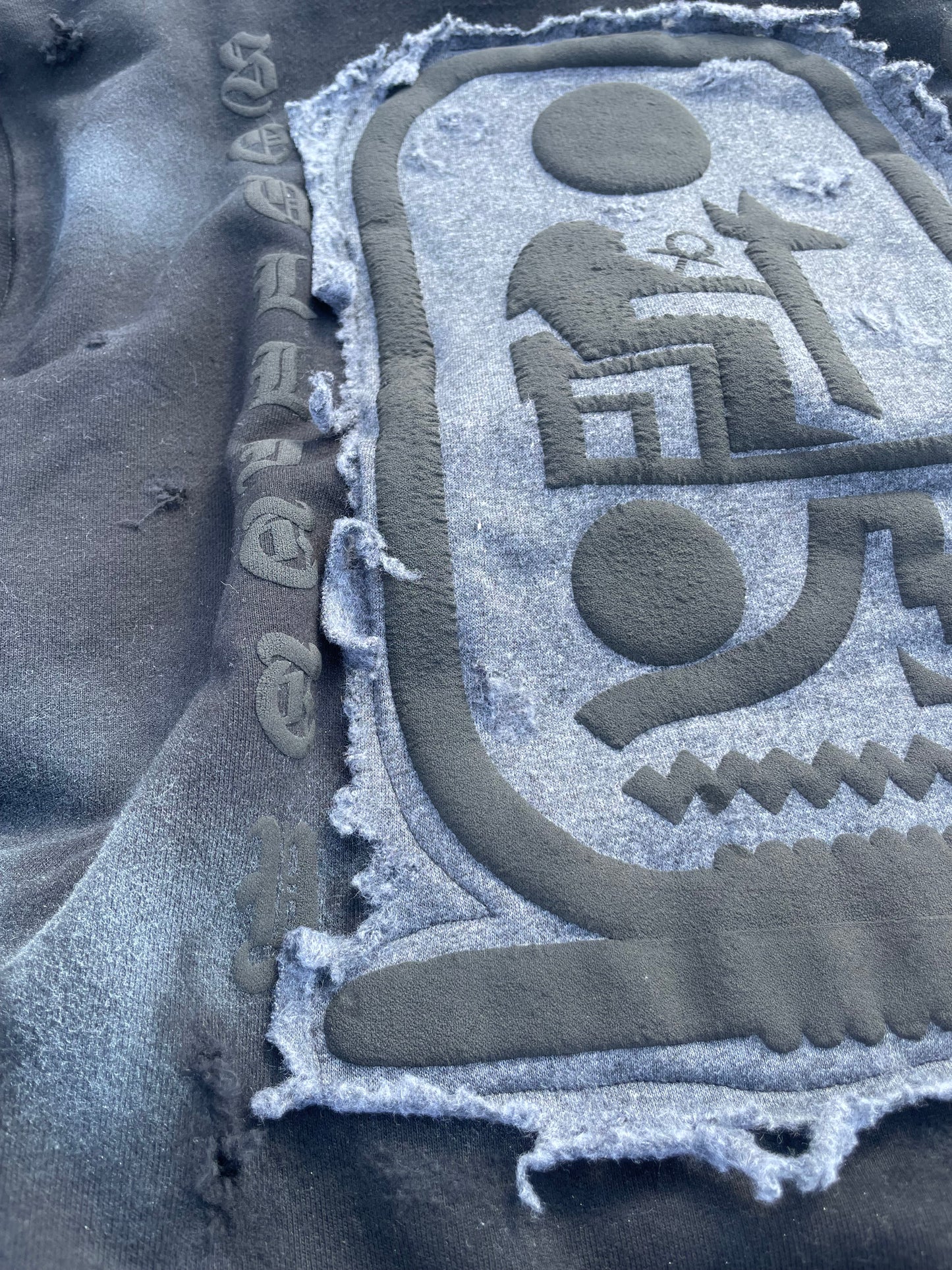 Black “Ancient Souls”-distressed Hoodie