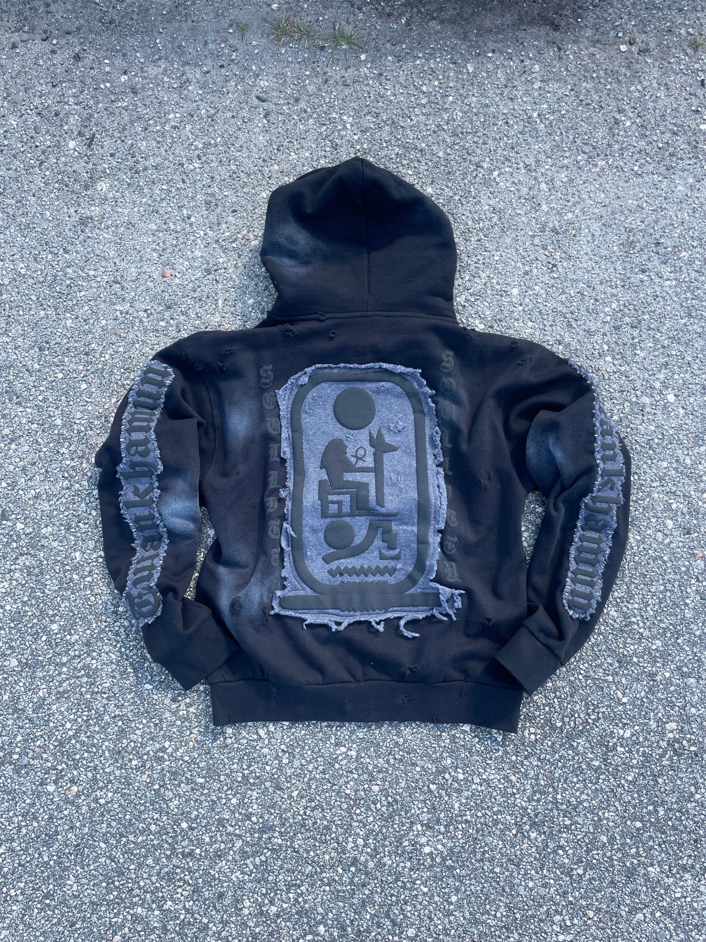 Black “Ancient Souls”-distressed Hoodie
