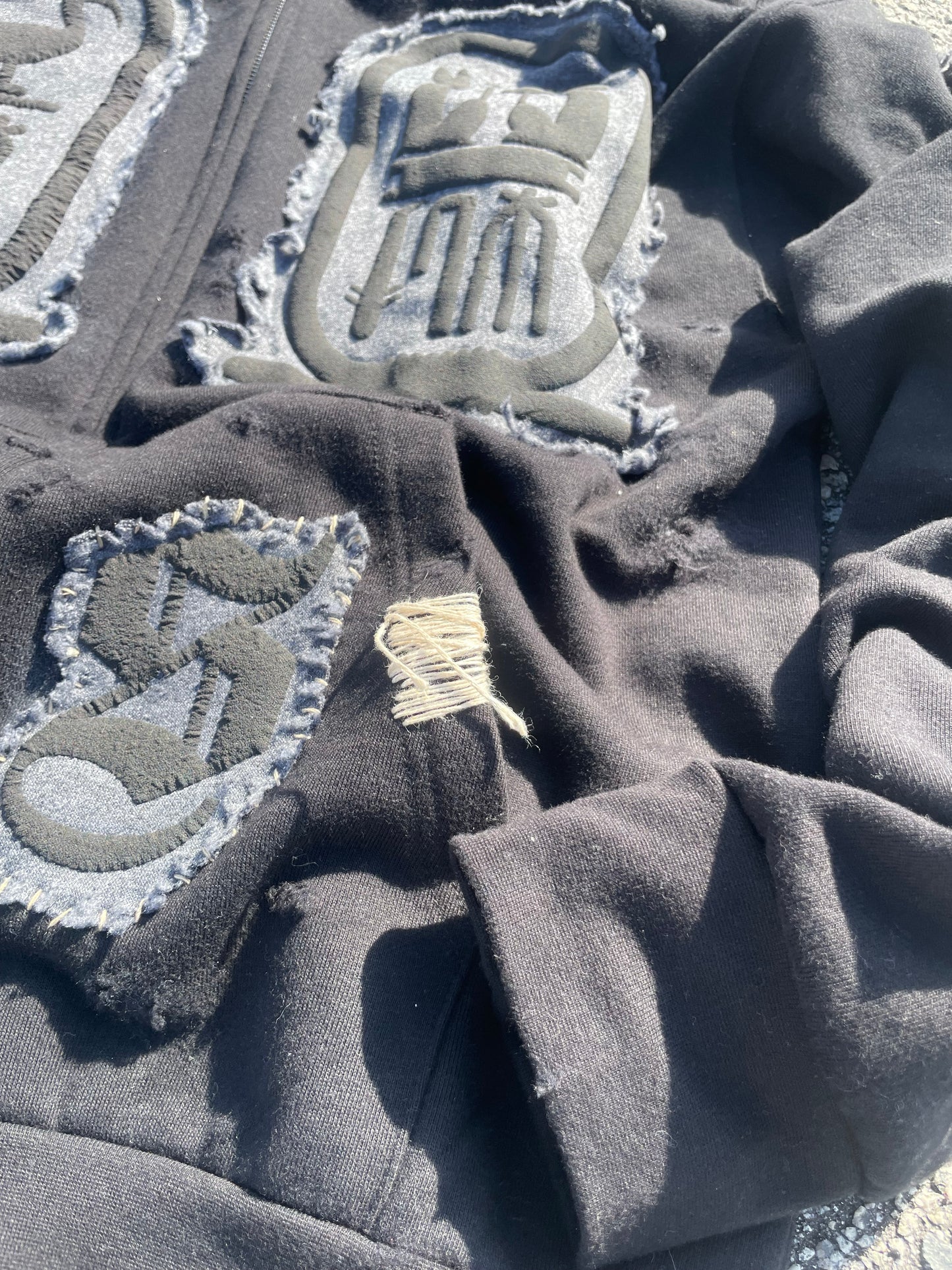 Black “Ancient Souls”-distressed Hoodie