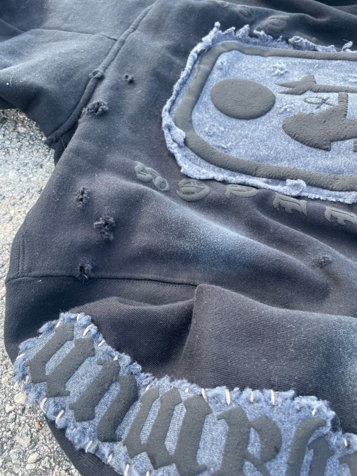Black “Ancient Souls”-distressed Hoodie