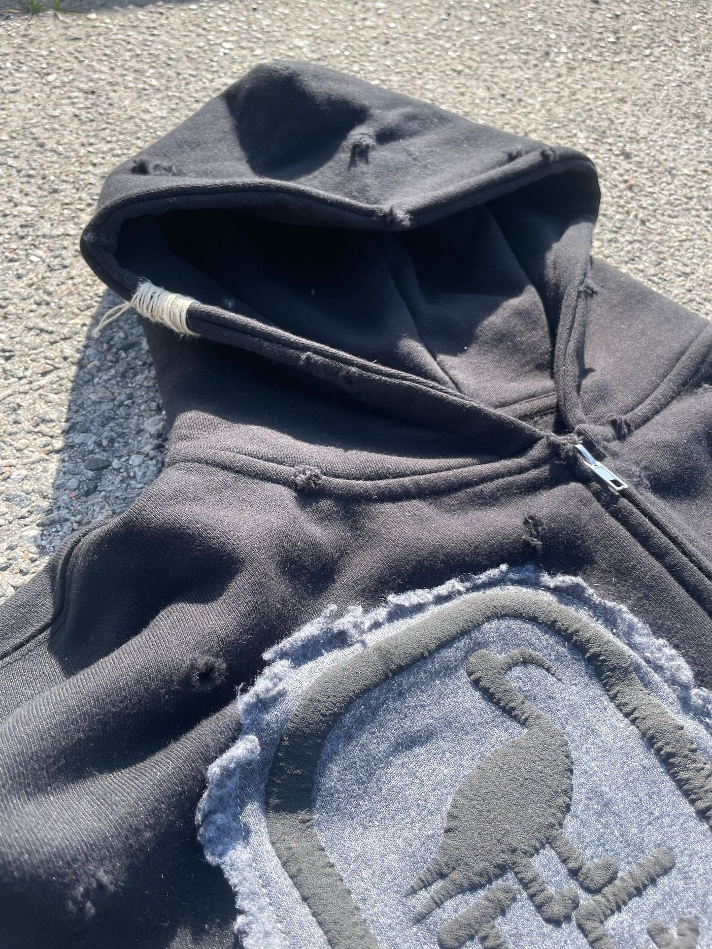Black “Ancient Souls”-distressed Hoodie