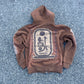 Brown “Ancient Souls”-distressed Zip up Hoodie
