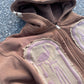 Brown “Ancient Souls”-distressed Zip up Hoodie