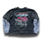 Black “Gem Talks”-double sleeve cropped Tee