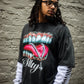 Black “Gem Talks”-double sleeve cropped Tee